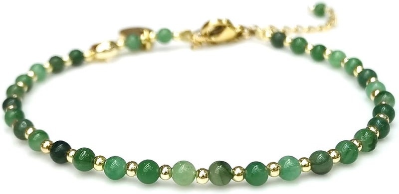 Morchic 3mm Tiny Beads Natural Gemstone Bracelet for Women, Adjustable 7.1" Energy Gem Charm Jewelry, Dainty Handmade Birthday Gift - Image 1